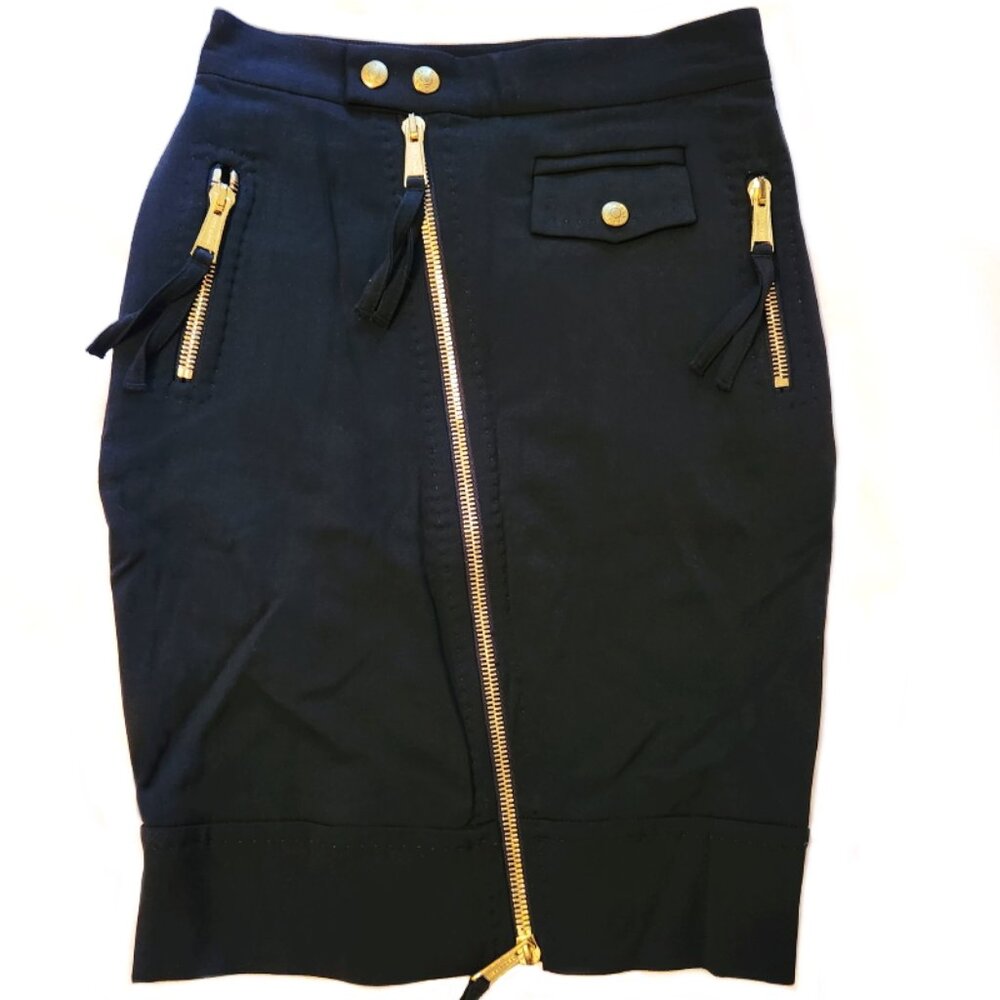 Designer DSQUARED2 Super Cute Black Pencil Skirt with Zippers Size 2